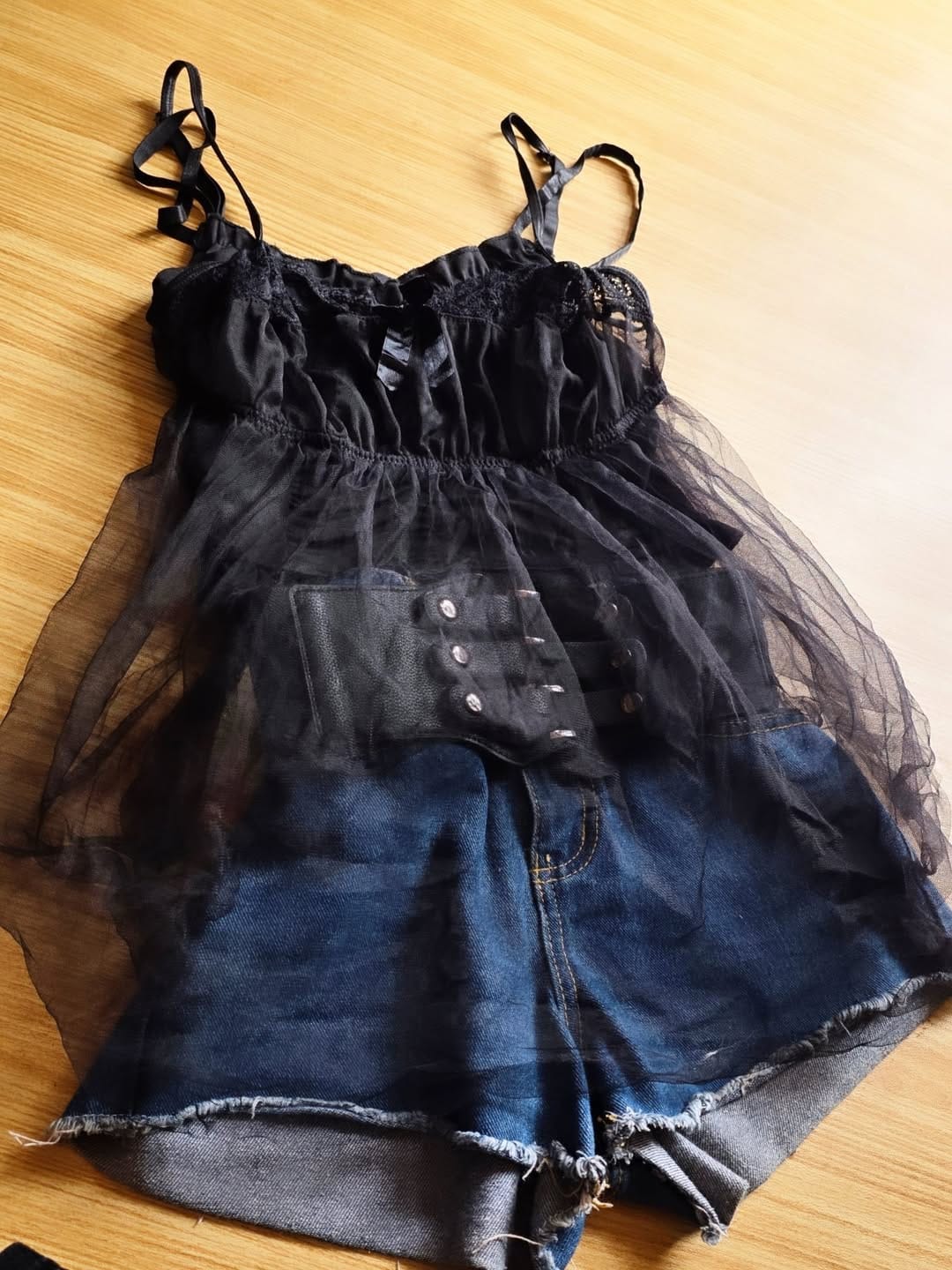 Black Angle Bralette with Hot Short